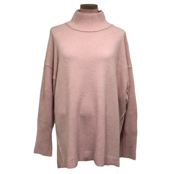 Free People Afterglow Sweater Size Large Blush Pink Mock Neck Pullover - Picture 1 of 11